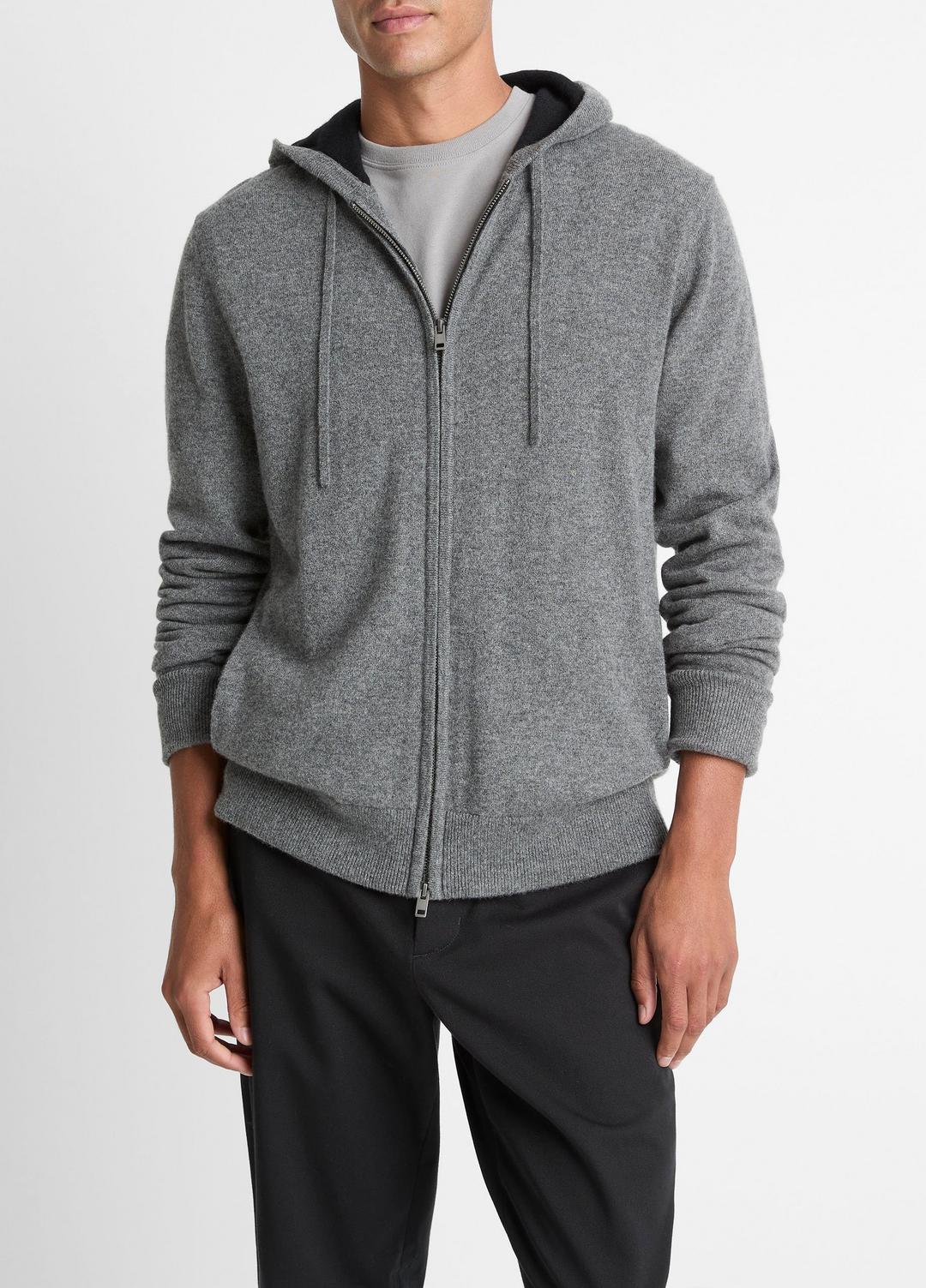 Cashmere Zip-Front Hoodie in Cashmere | VINCE Men