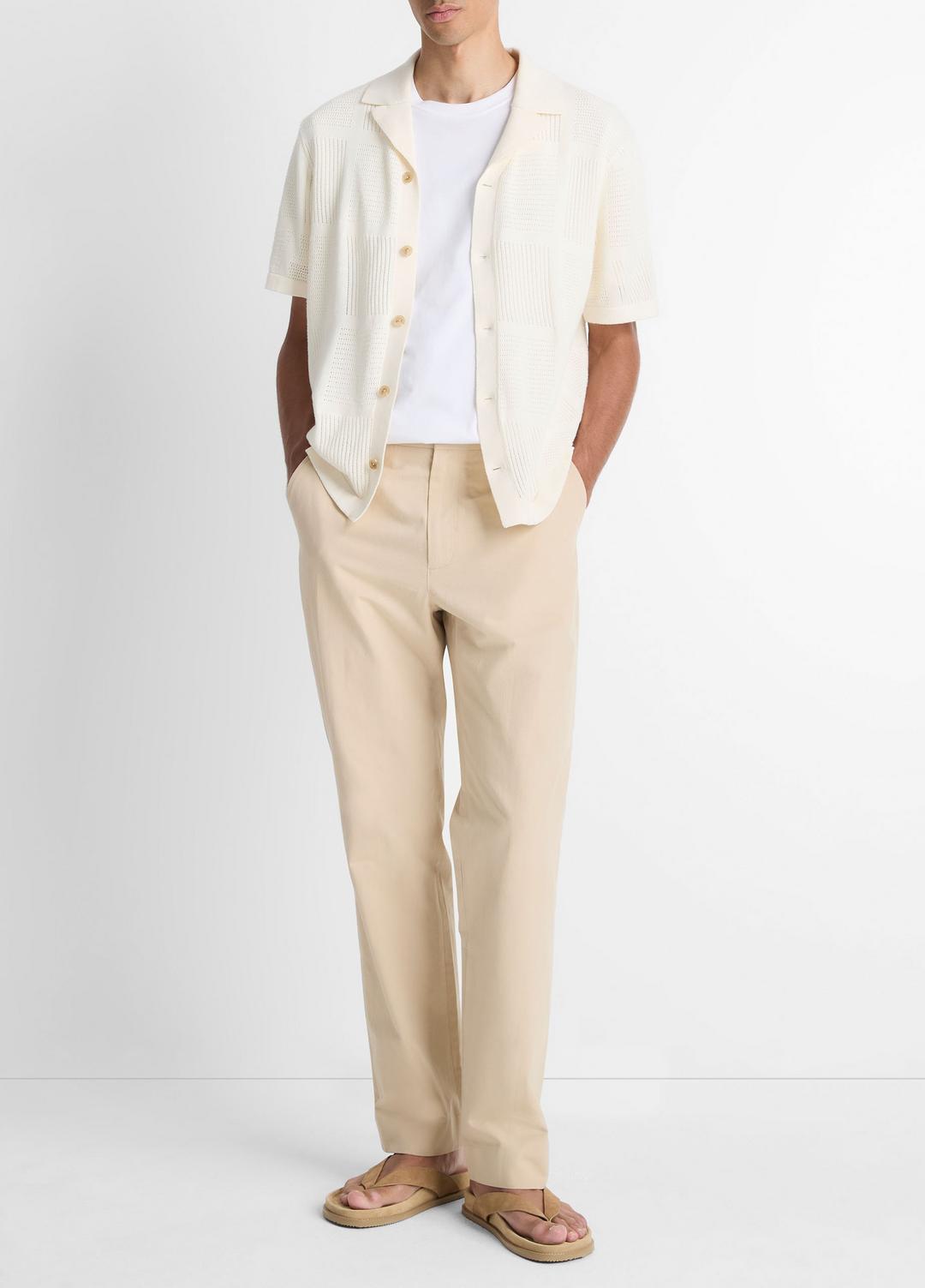 Patchwork Pointelle Short-Sleeve Shirt in Short Sleeve | VINCE Men