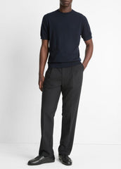 Featherweight Merino Wool-Cashmere Short-Sleeve Sweater in Crew Neck | VINCE Men
