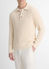Shaker Italian Cotton-Blend Polo Sweater in Sweaters | VINCE Men