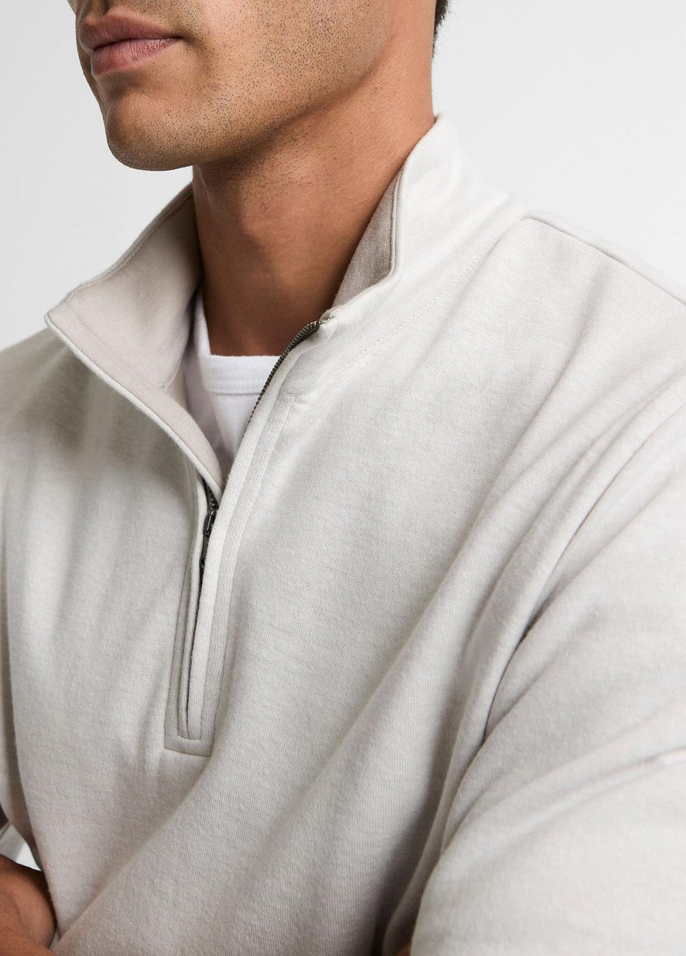 Double-Face Cotton-Blend Quarter-Zip Pullover in Quarter Zip | VINCE Men