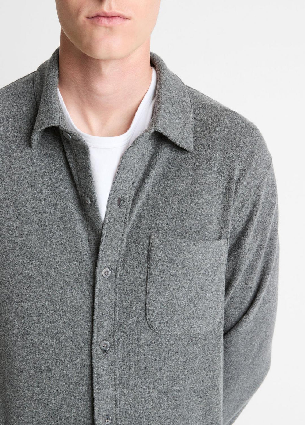 Knit Cotton-Blend Button-Front Shirt in Long Sleeve | VINCE Men
