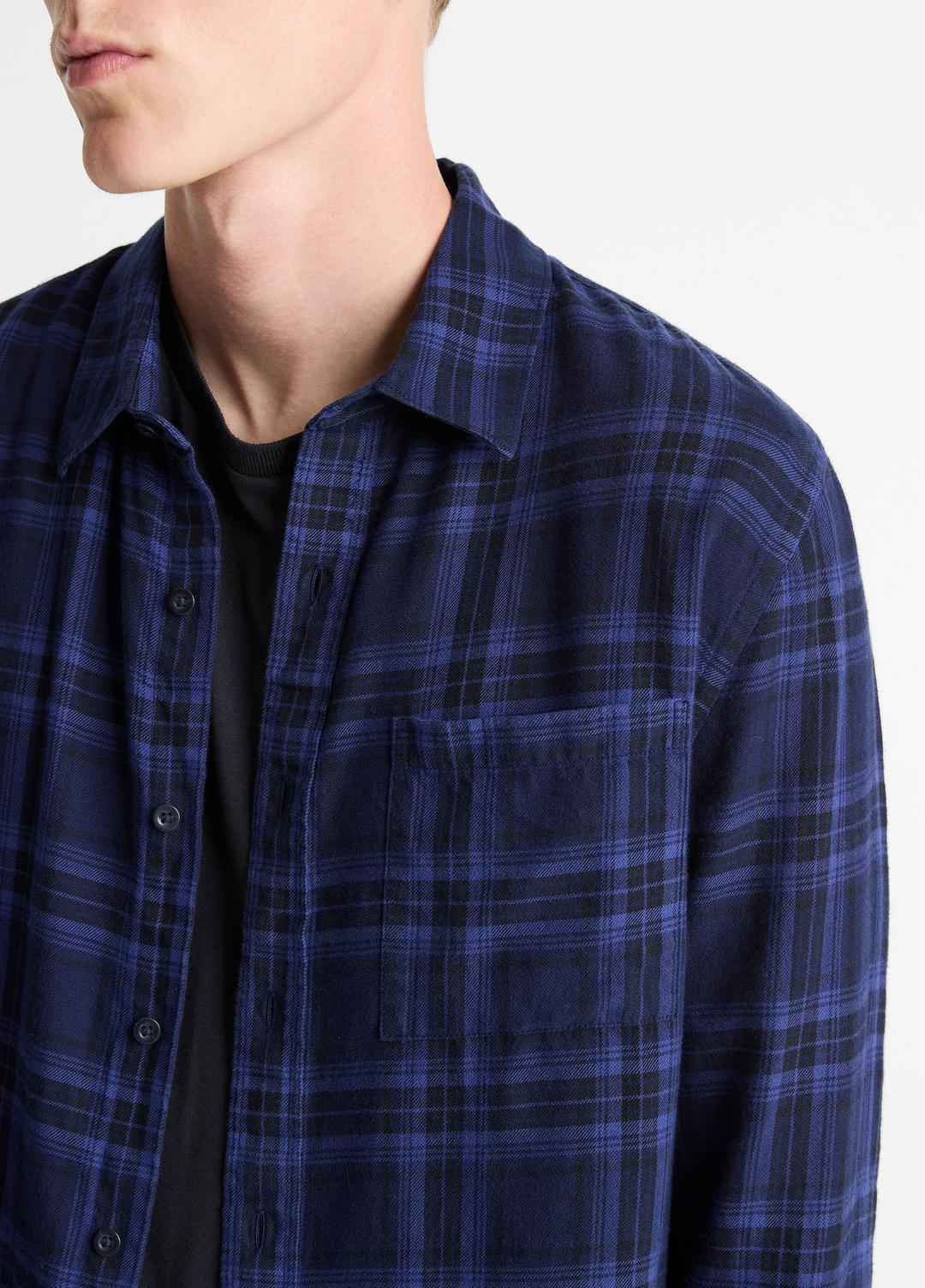 Big Horn Plaid Cotton Button-Front Shirt in Long Sleeve | VINCE Men