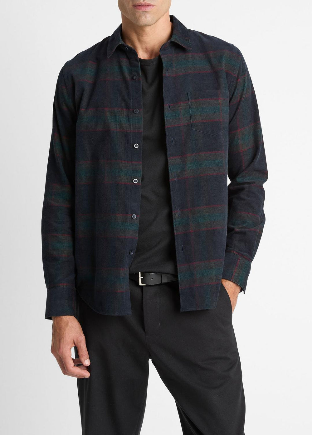 Holme Plaid Cotton Button-Front Shirt in Long Sleeve | VINCE Men