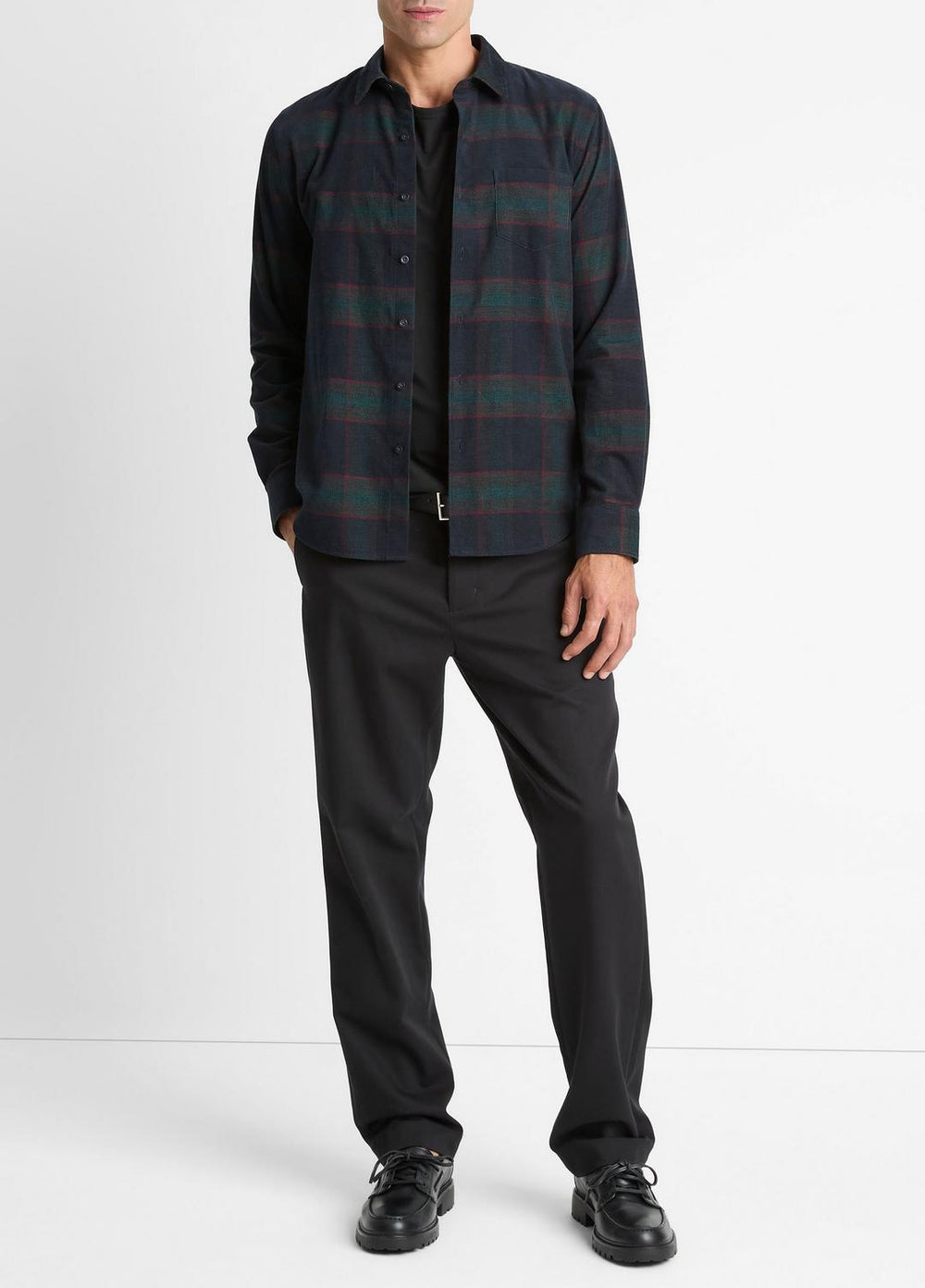 Holme Plaid Cotton Button-Front Shirt in Long Sleeve | VINCE Men