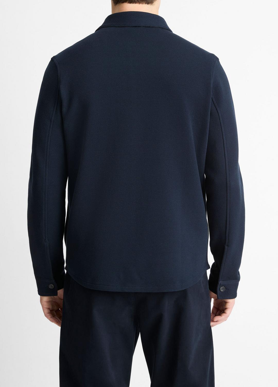 Double-Knit Cotton-Blend Piqué Shirt Jacket in Shirt Jackets | VINCE Men