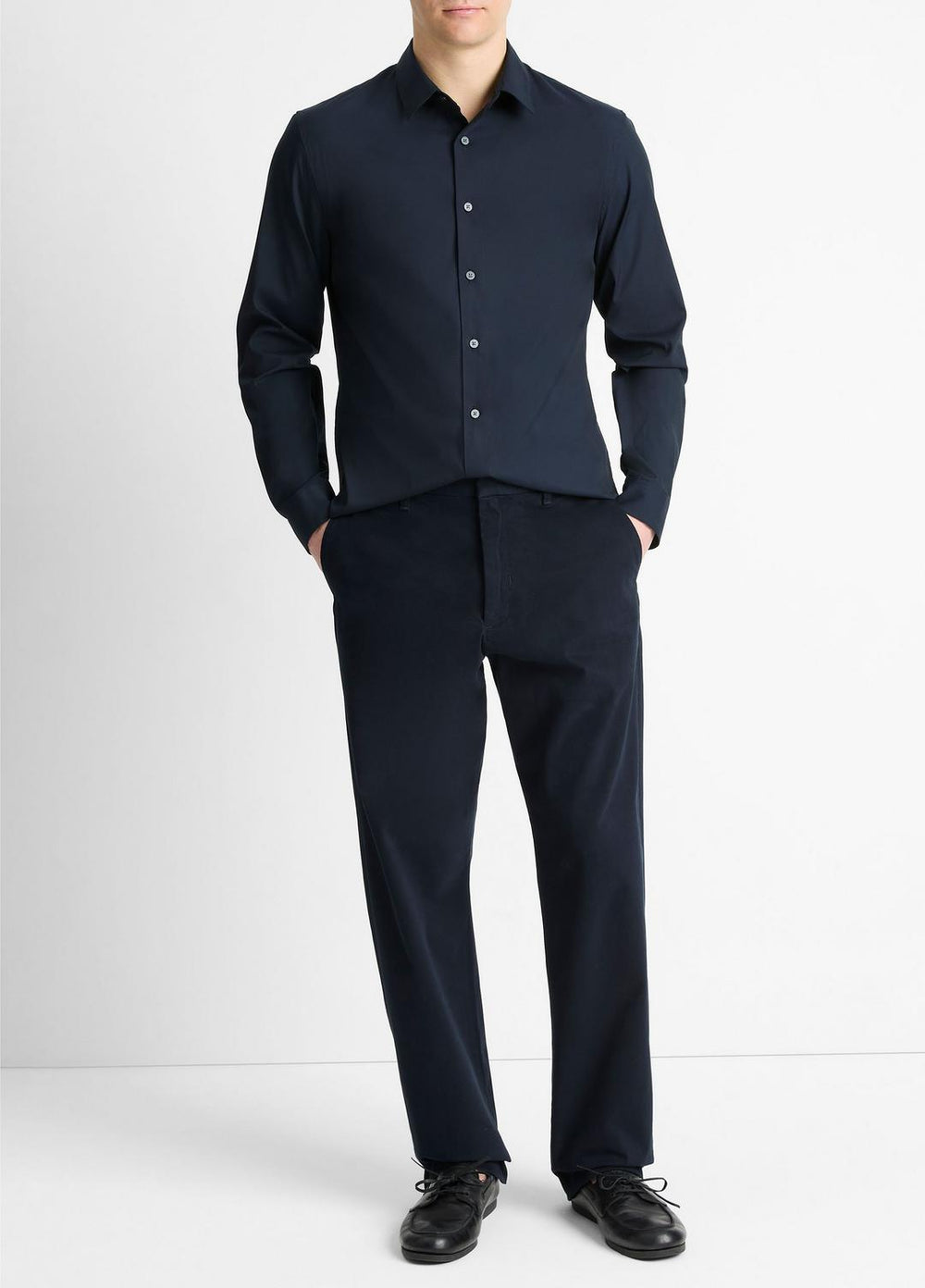 Stretch-Cotton Poplin Shirt in Long Sleeve | VINCE Men