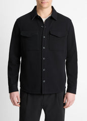 Double-Knit Cotton-Blend Piqué Shirt Jacket in Shirt Jackets | VINCE Men