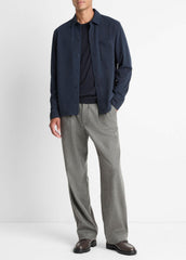 Sueded Cotton Jersey Button-Front Shirt in Long Sleeve | VINCE Men