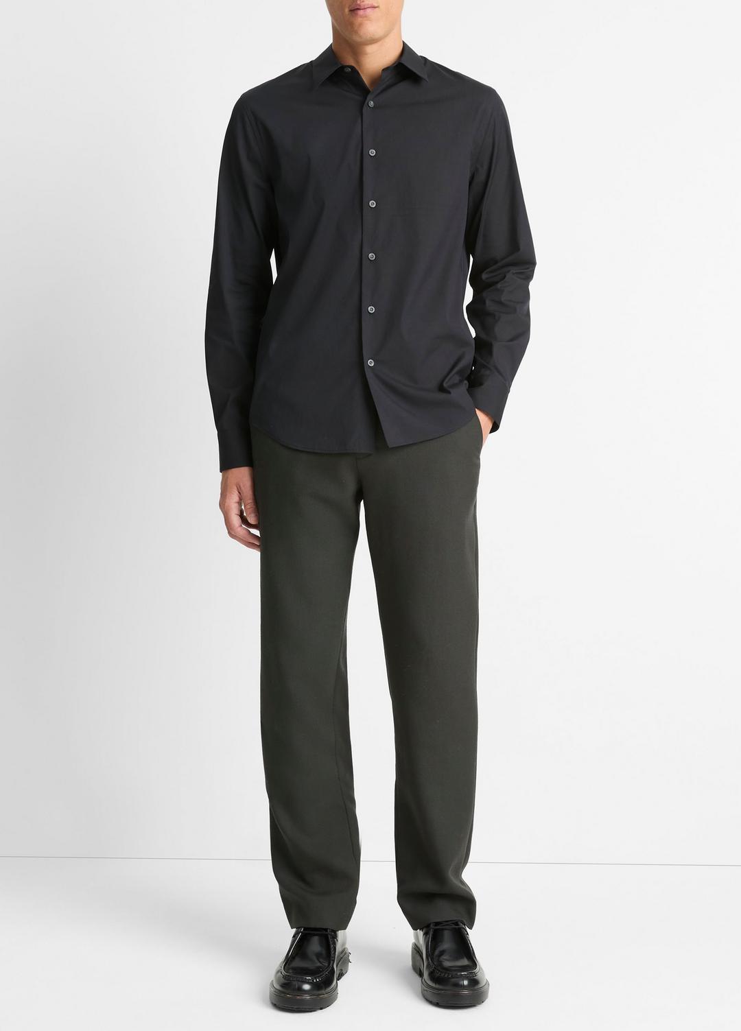 Stretch-Cotton Poplin Shirt in Long Sleeve | VINCE Men