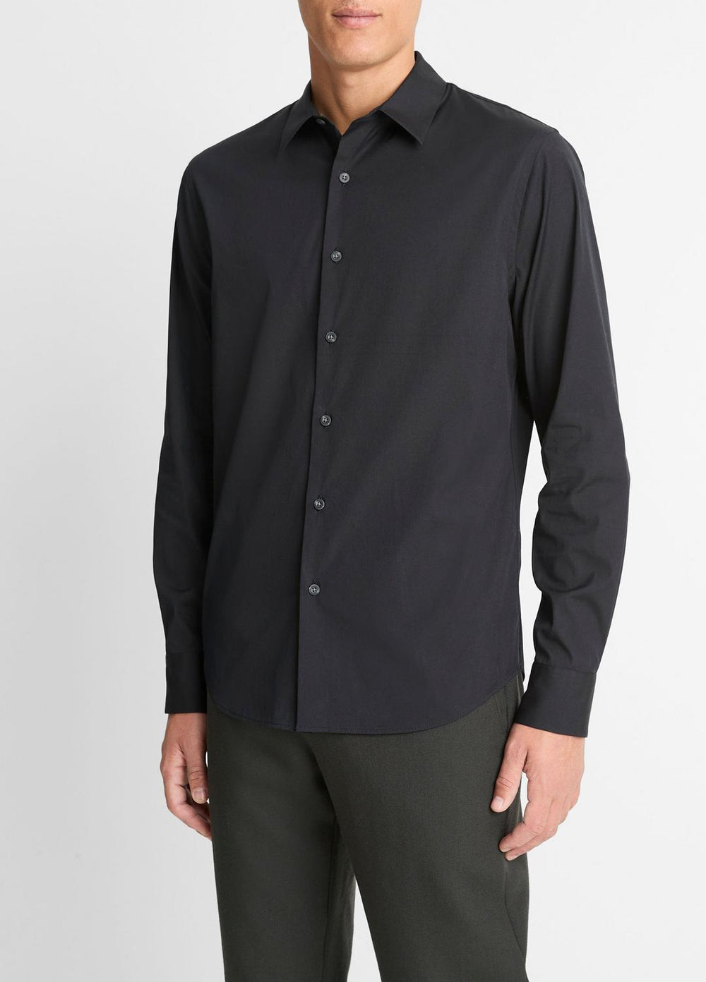 Stretch-Cotton Poplin Shirt in Long Sleeve | VINCE Men