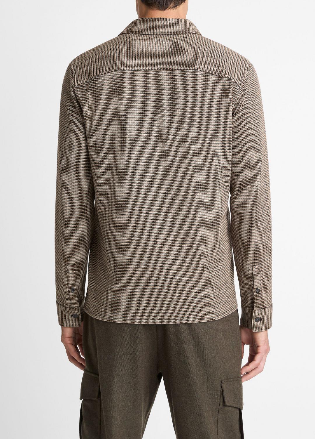 Houndstooth Cotton-Blend Button-Front Shirt in Long Sleeve | VINCE Men