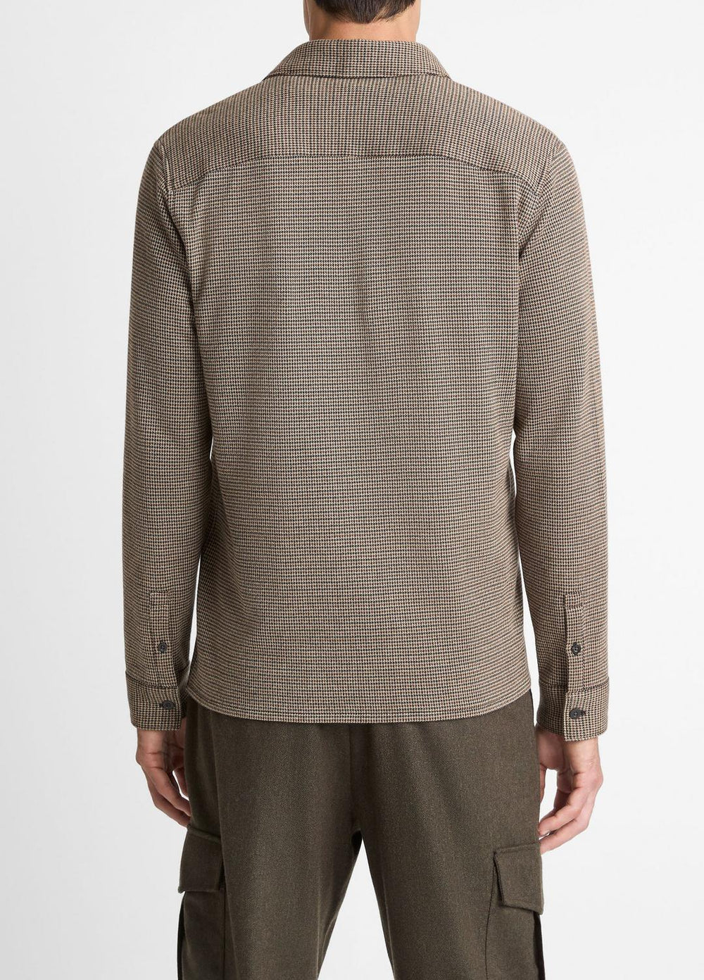 Houndstooth Cotton-Blend Button-Front Shirt in Long Sleeve | VINCE Men