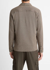 Houndstooth Cotton-Blend Button-Front Shirt in Long Sleeve | VINCE Men