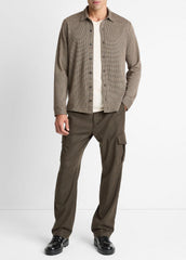 Houndstooth Cotton-Blend Button-Front Shirt in Long Sleeve | VINCE Men