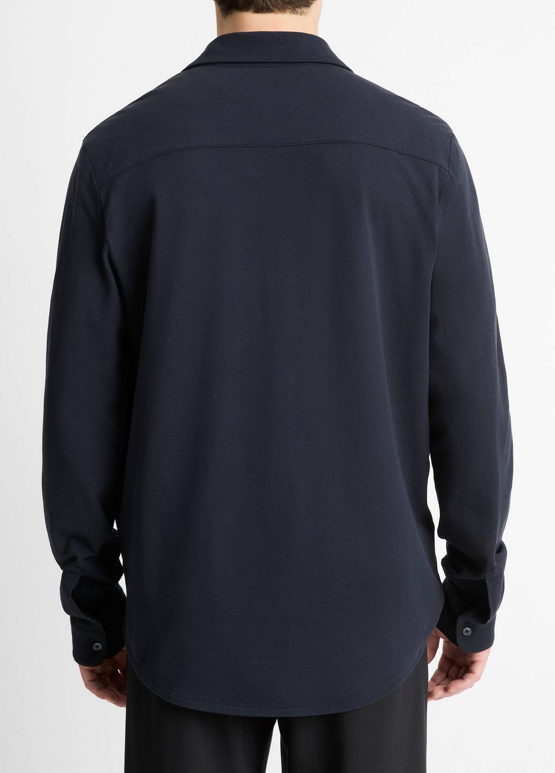 Cotton Piqué Button-Front Shirt in Long Sleeve | VINCE Men
