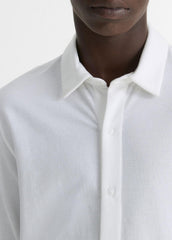 Cotton Piqué Button-Front Shirt in Long Sleeve | VINCE Men