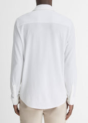 Cotton Piqué Button-Front Shirt in Long Sleeve | VINCE Men