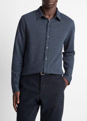 Houndstooth Cotton-Blend Button-Front Shirt in Long Sleeve | VINCE Men