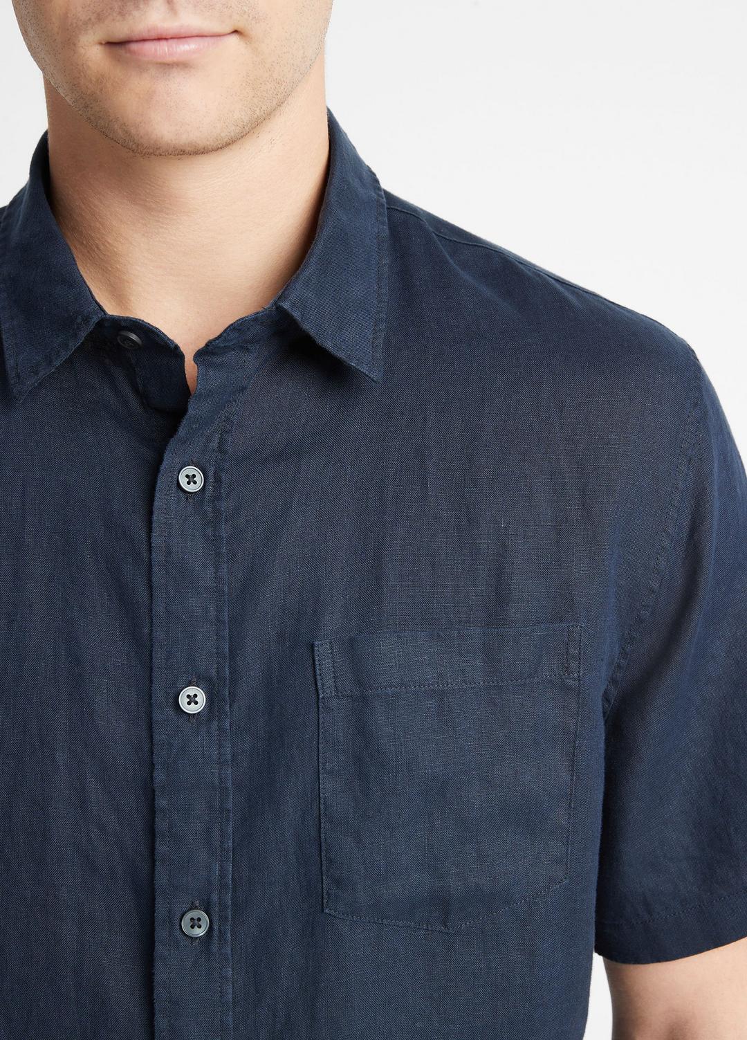 Linen Short-Sleeve Shirt in Short Sleeve | VINCE Men