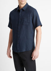 Linen Short-Sleeve Shirt in Short Sleeve | VINCE Men