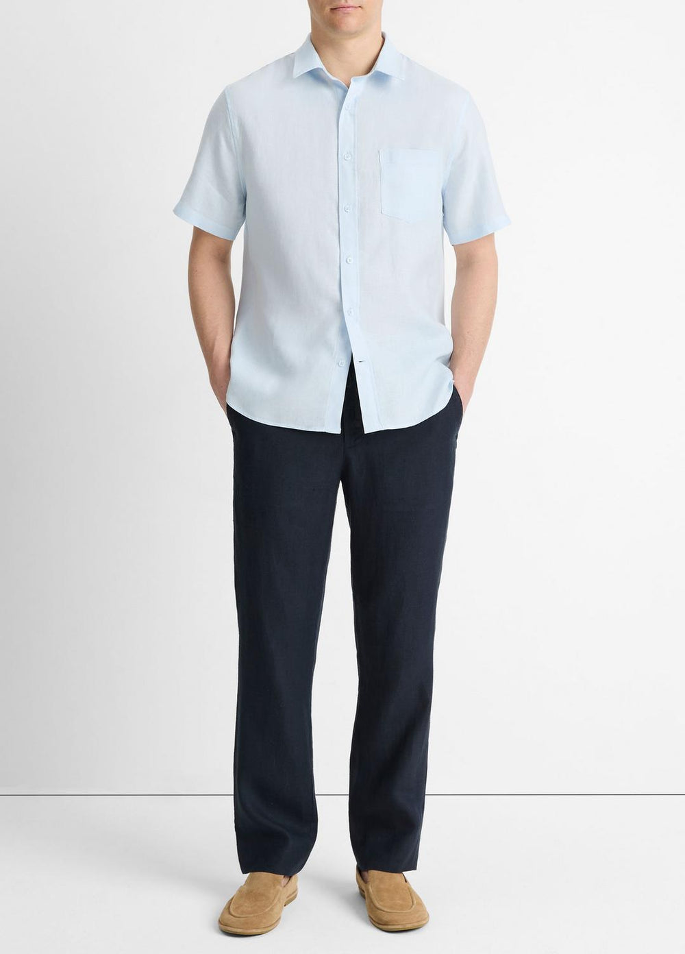 Linen Short-Sleeve Shirt in Short Sleeve | VINCE Men