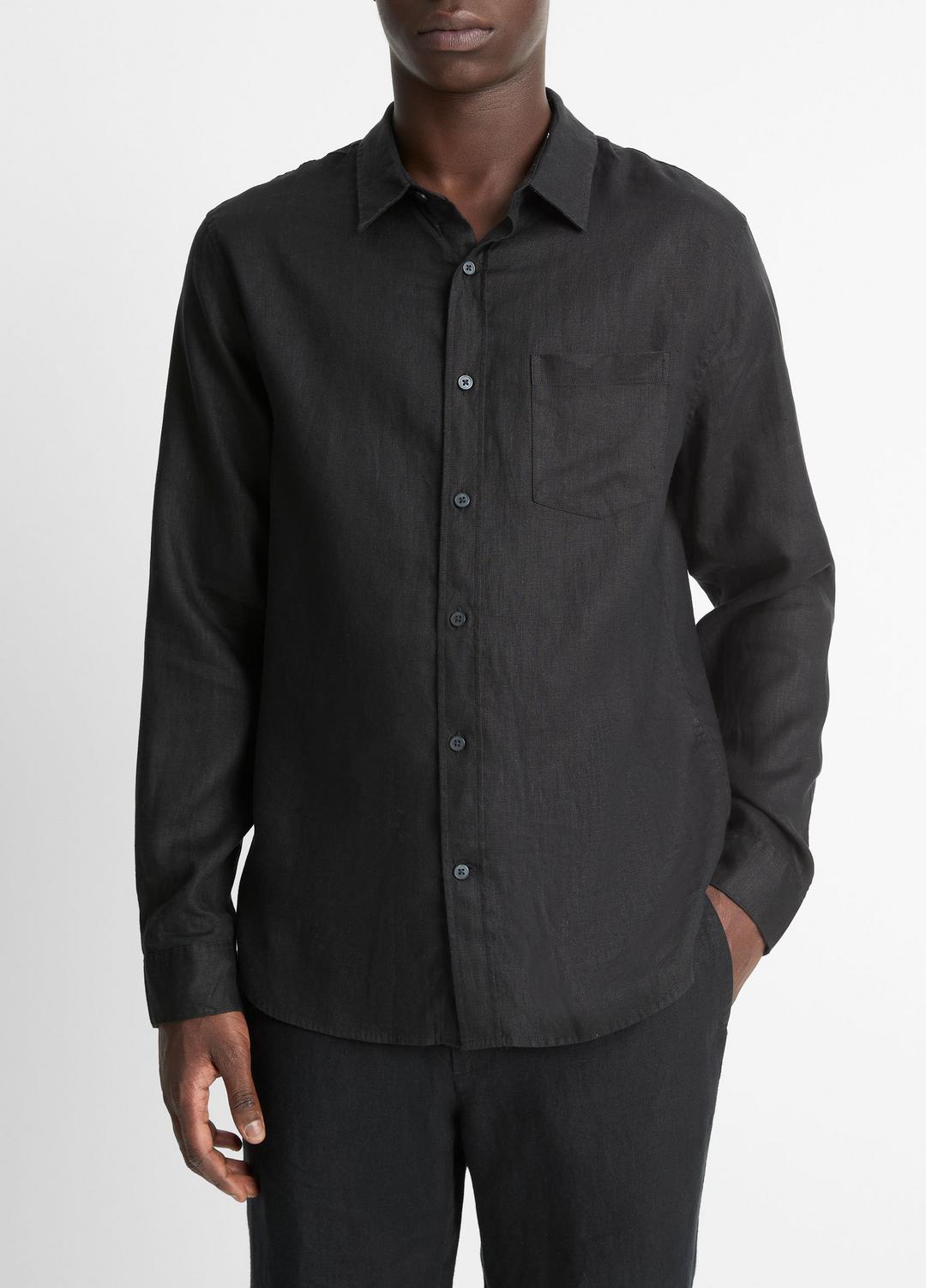 Linen Long-Sleeve Shirt in Long Sleeve | VINCE Men