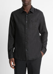 Linen Long-Sleeve Shirt in Long Sleeve | VINCE Men