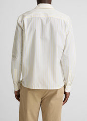 Striped Cotton-Blend Poplin Button-Front Shirt in Long Sleeve | VINCE Men