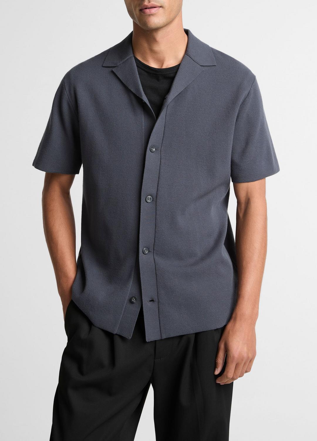 Merino Wool Cabana Shirt  in Short Sleeve | VINCE Men