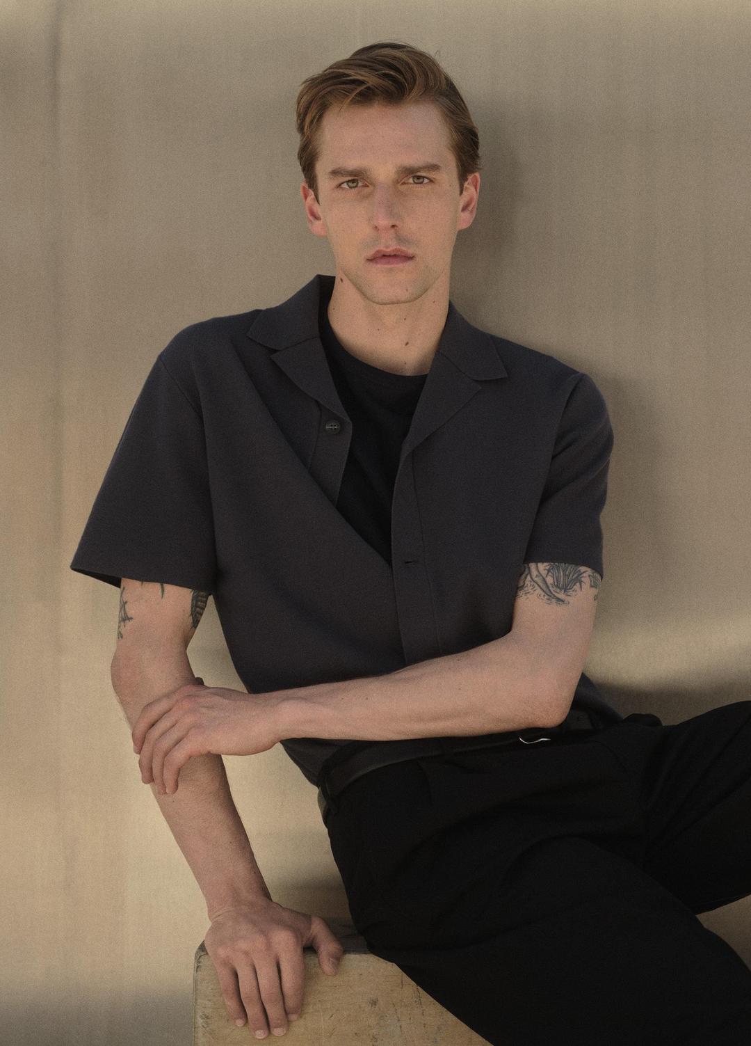 Merino Wool Cabana Shirt  in Short Sleeve | VINCE Men