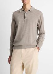 Featherweight Merino Wool-Cashmere Polo Sweater in Long Sleeve | VINCE Men