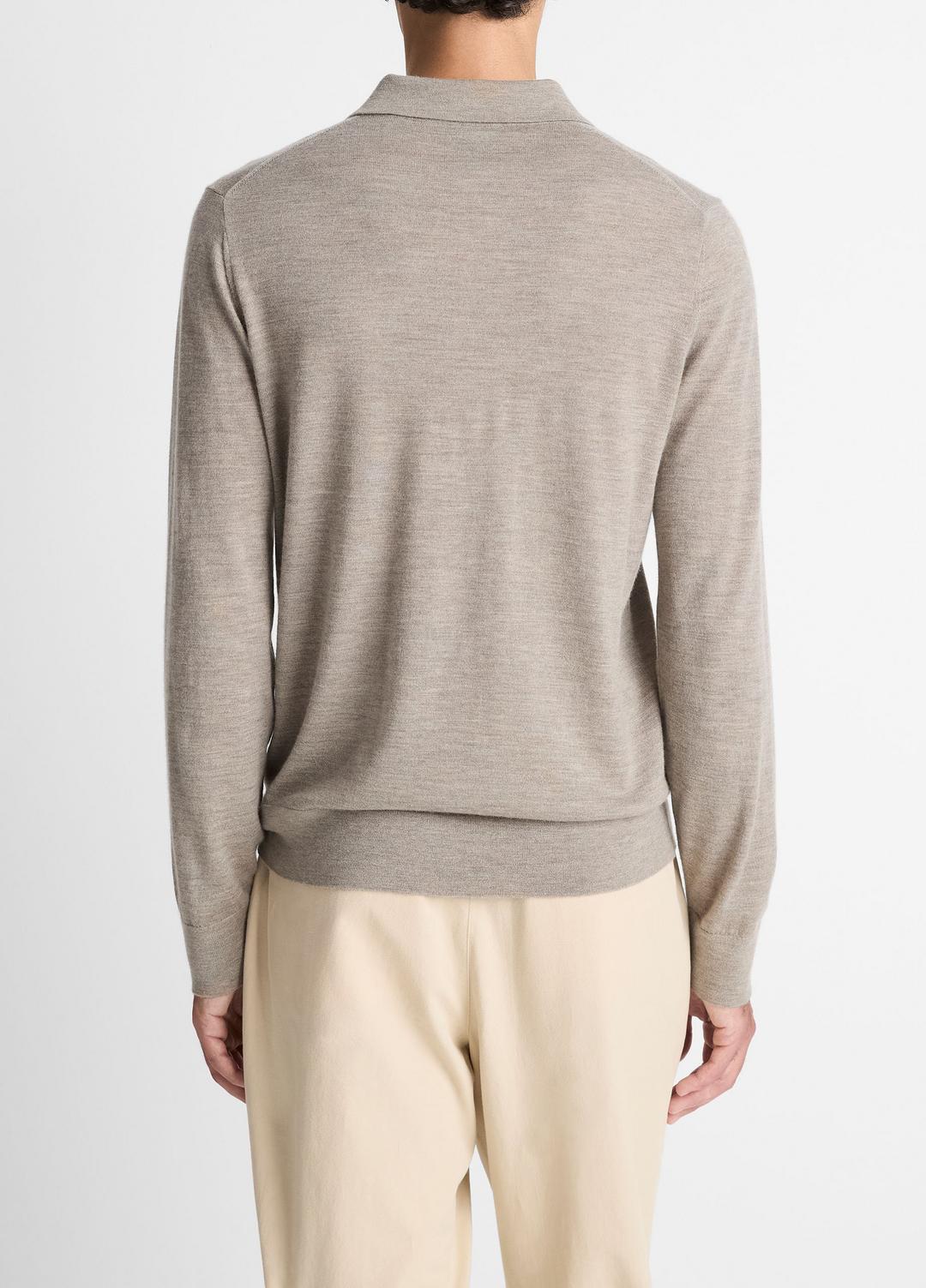 Featherweight Merino Wool-Cashmere Polo Sweater in Long Sleeve | VINCE Men