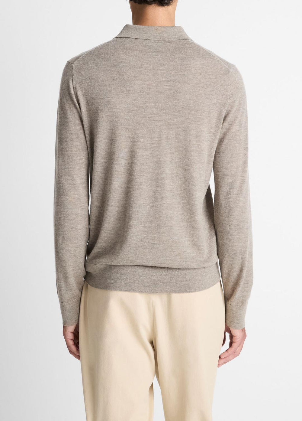 Featherweight Merino Wool-Cashmere Polo Sweater in Long Sleeve | VINCE Men