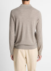 Featherweight Merino Wool-Cashmere Polo Sweater in Long Sleeve | VINCE Men