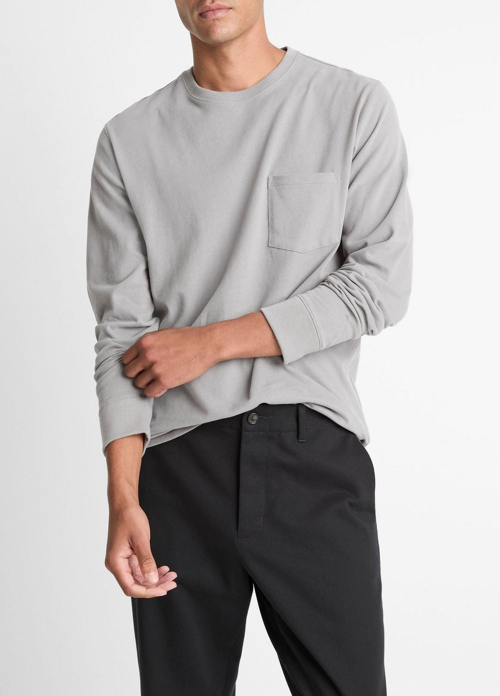 Sueded Jersey Long-Sleeve Pocket T-Shirt in Long Sleeve | VINCE Men