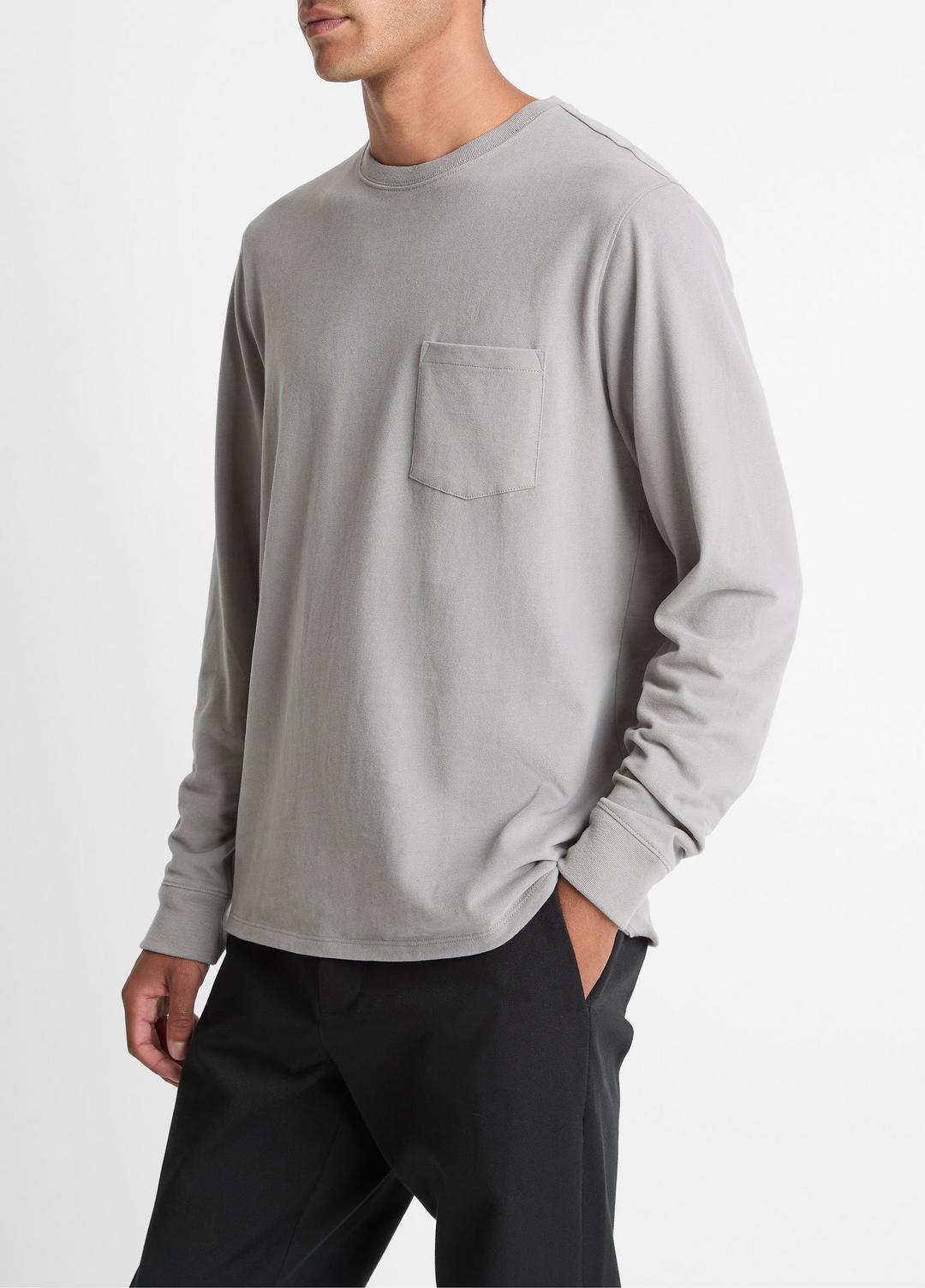 Sueded Jersey Long-Sleeve Pocket T-Shirt in Long Sleeve | VINCE Men