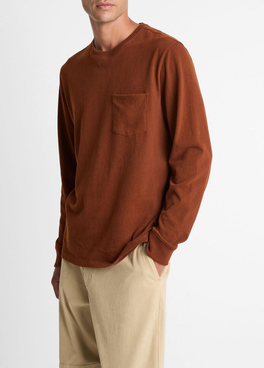 Sueded Jersey Long-Sleeve Pocket T-Shirt in Long Sleeve | VINCE Men