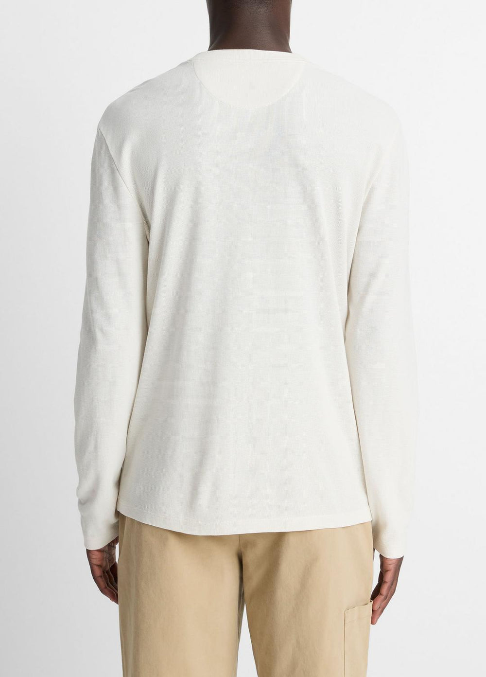 Micro-Waffle Pima Cotton Double-Collar Long-Sleeve T-Shirt in Long Sleeve | VINCE Men