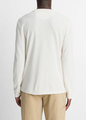 Micro-Waffle Pima Cotton Double-Collar Long-Sleeve T-Shirt in Long Sleeve | VINCE Men