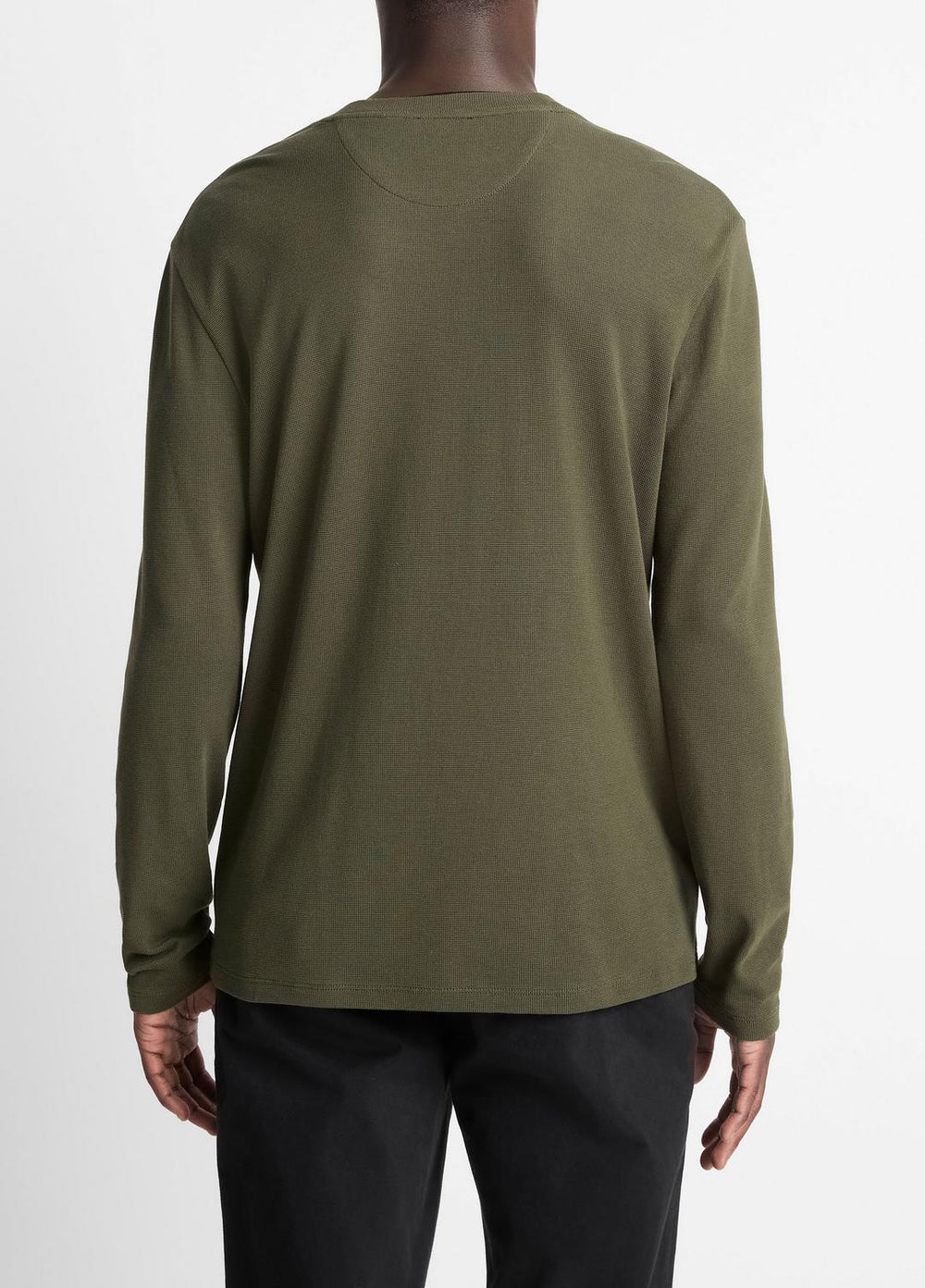 Micro-Waffle Pima Cotton Double-Collar Long-Sleeve T-Shirt in Long Sleeve | VINCE Men