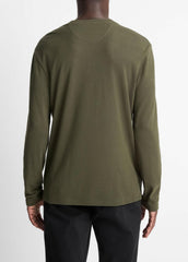 Micro-Waffle Pima Cotton Double-Collar Long-Sleeve T-Shirt in Long Sleeve | VINCE Men