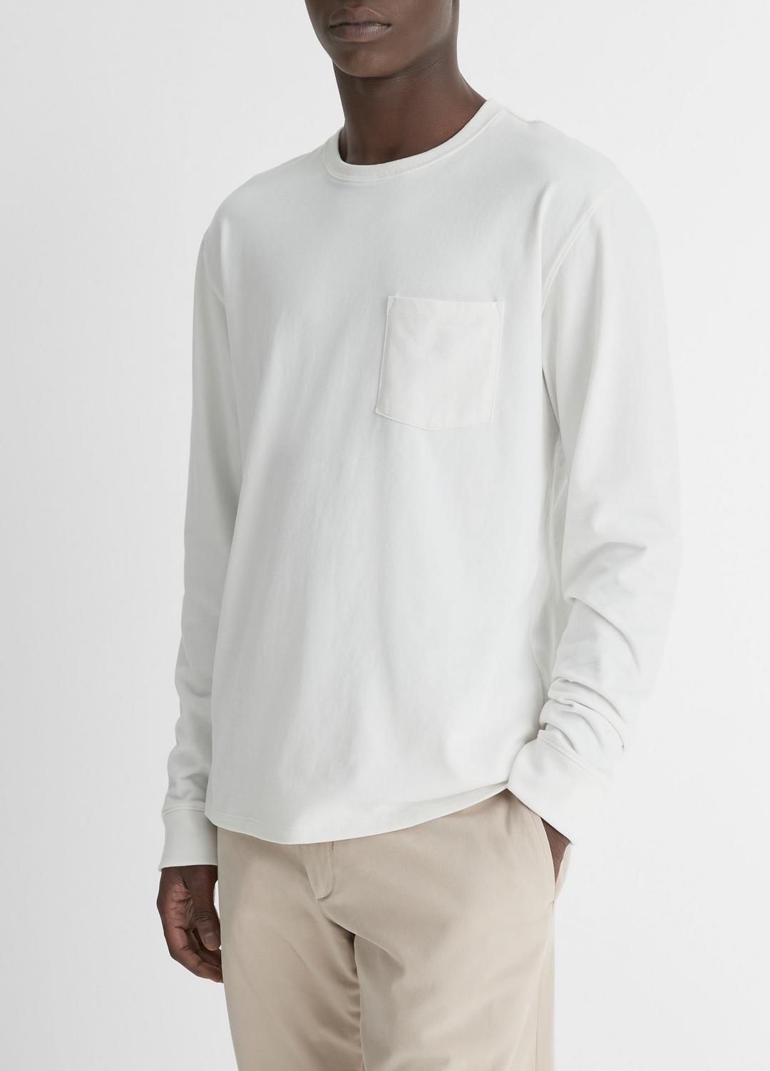 Sueded Jersey Long-Sleeve Pocket T-Shirt in Long Sleeve | VINCE Men