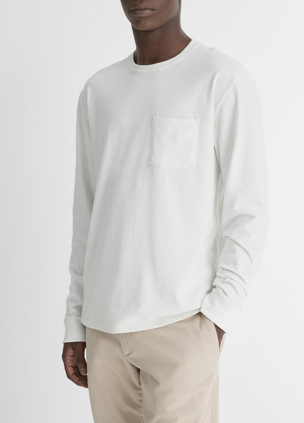 Sueded Jersey Long-Sleeve Pocket T-Shirt in Long Sleeve | VINCE Men