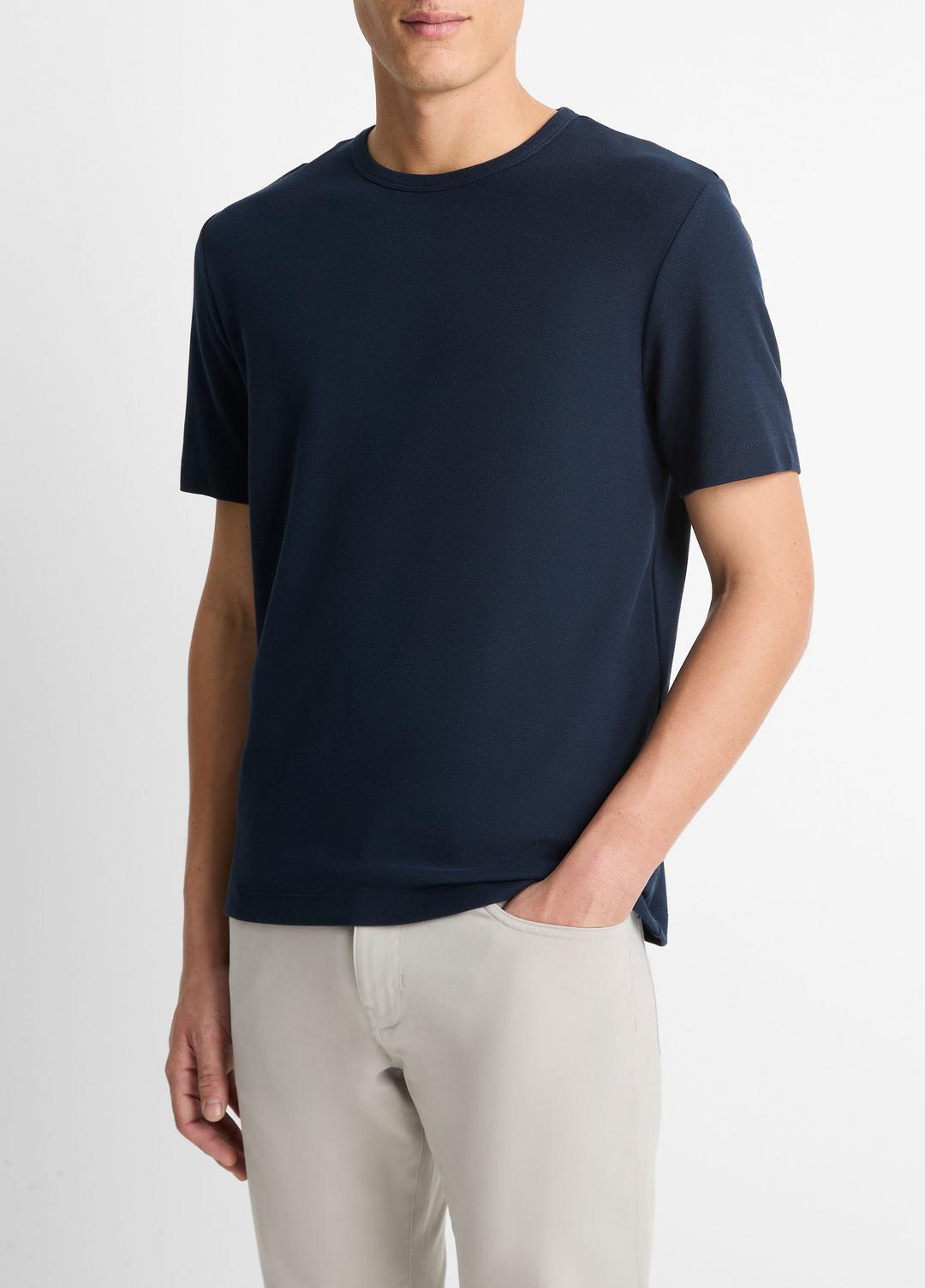 Pima Cotton Piqué Crew Neck T-Shirt in Short Sleeve | VINCE Men
