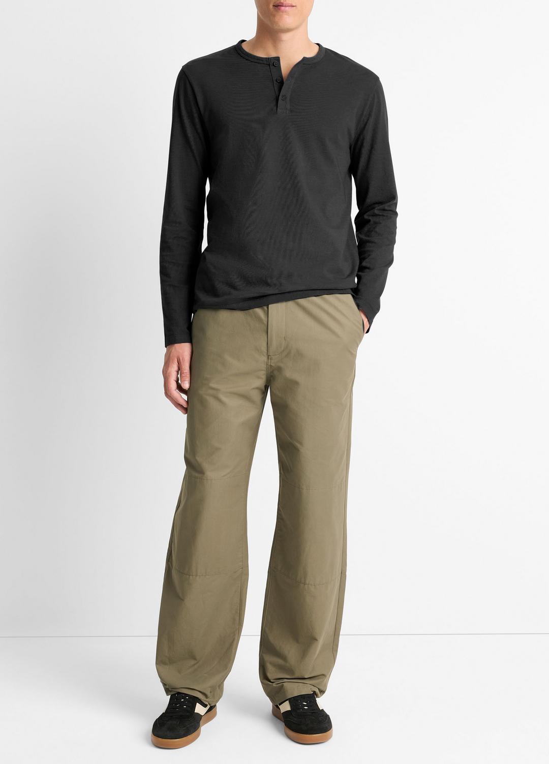 Garment Dye Cotton Long-Sleeve Henley in Henleys & Polos | VINCE Men