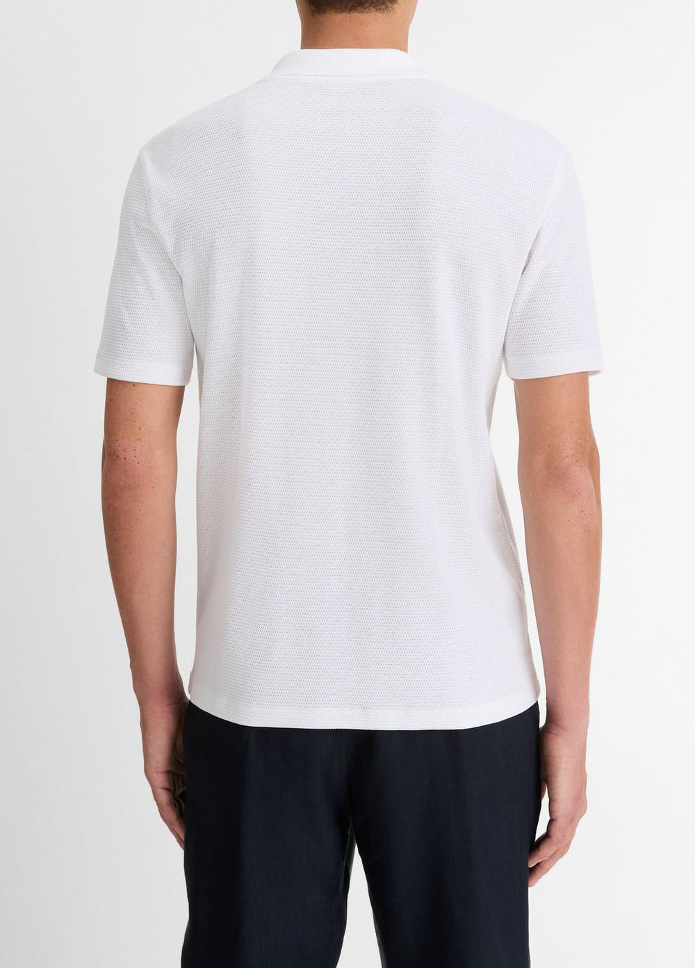 Cotton-Blend Johnny-Collar Polo Shirt in Short Sleeve | VINCE Men