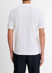 Cotton-Blend Johnny-Collar Polo Shirt in Short Sleeve | VINCE Men