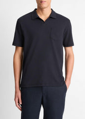 Cotton-Blend Johnny-Collar Polo Shirt in Short Sleeve | VINCE Men