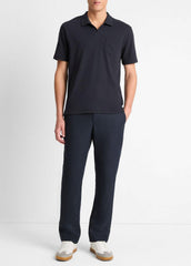Cotton-Blend Johnny-Collar Polo Shirt in Short Sleeve | VINCE Men